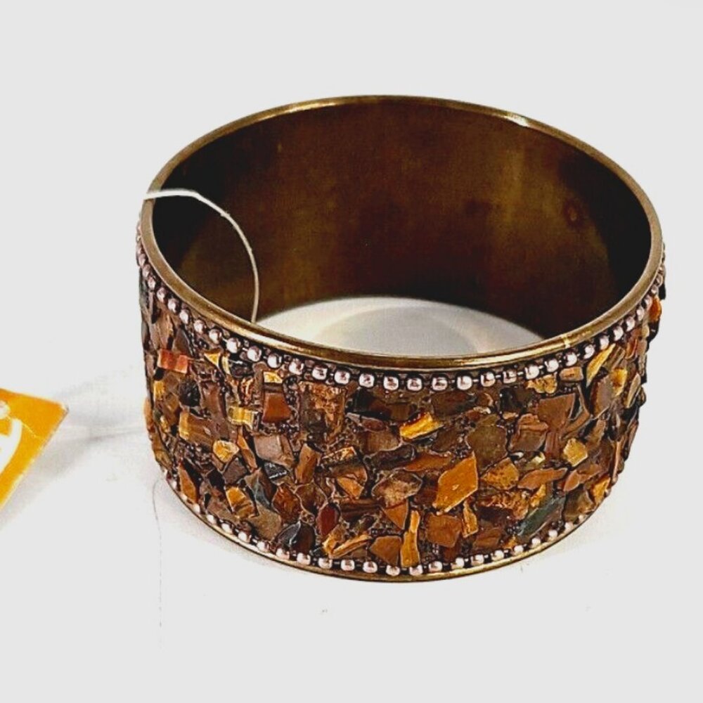 B You Bangle Chunky Bracelet Brown Bronze New With Tag 2.50" Diameter 7 inch